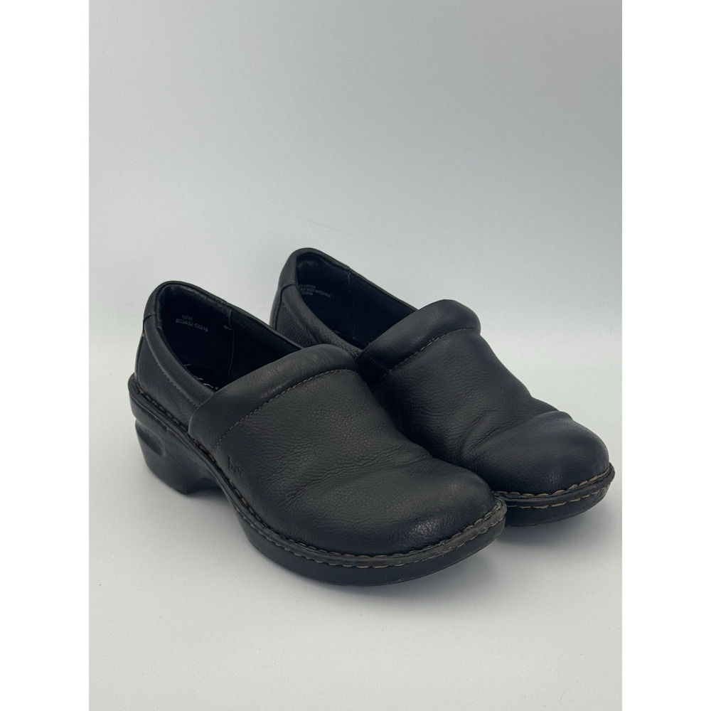BØC Born Concept Black Leather Comfort Clogs Slip-On Women's Size 10 M